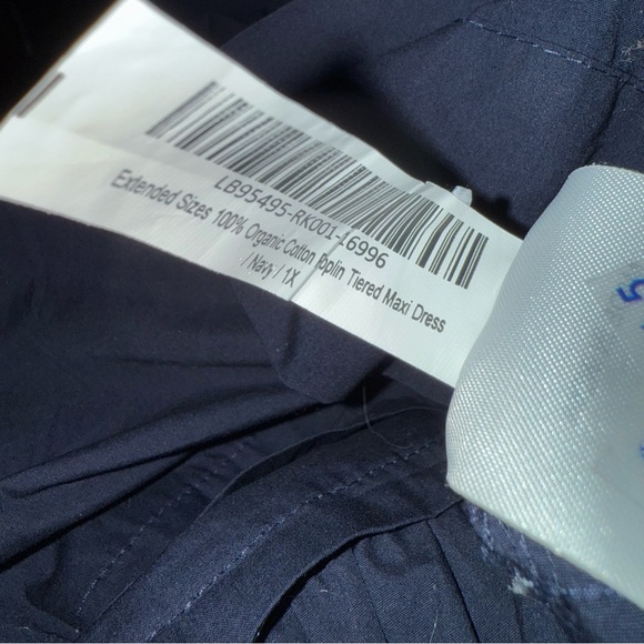 Quince 100% Organic Cotton Poplin Tiered Maxi Dress Navy Size‎ 1X NWT - Picture 6 of 7